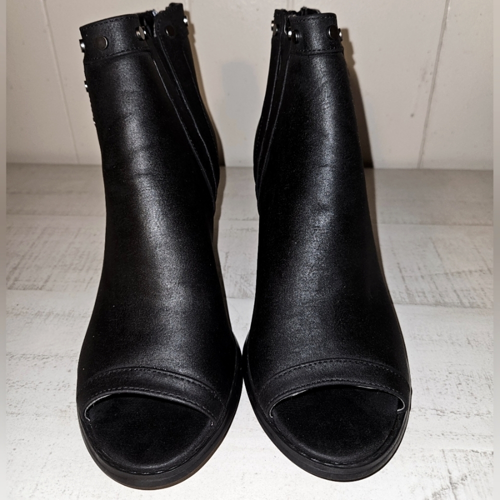 Cato Established 1946 Peep Toe Black Ankle Boots w/Back Zipper - Size 10M - NIB